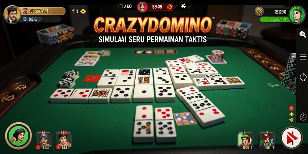 Tangkapan layar utama CRAZYDOMINO menampilkan gameplay seru dan strategis.
