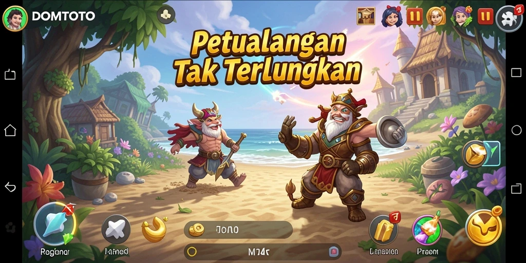 Gameplay DOMTOTO yang penuh aksi dalam misi petualangan.