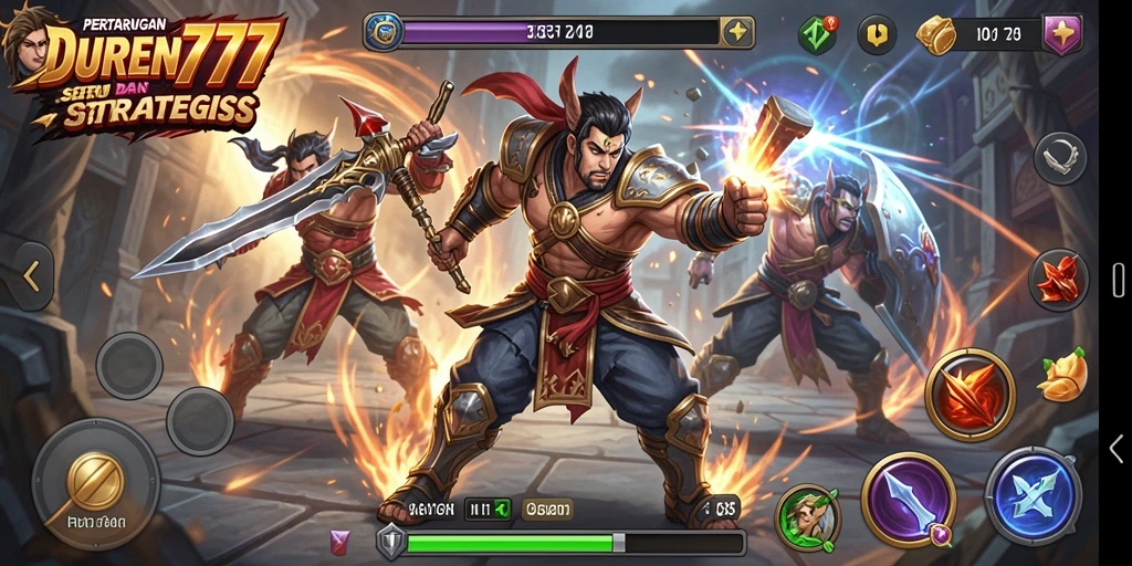 Screenshot utama DUREN777 dengan tampilan pertarungan epik.