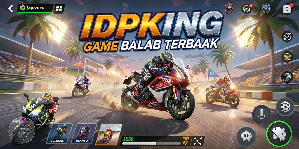 Tangkapan layar gameplay <strong>IDPKING</strong> menunjukkan aksi balap motor yang seru dan mendebarkan.
