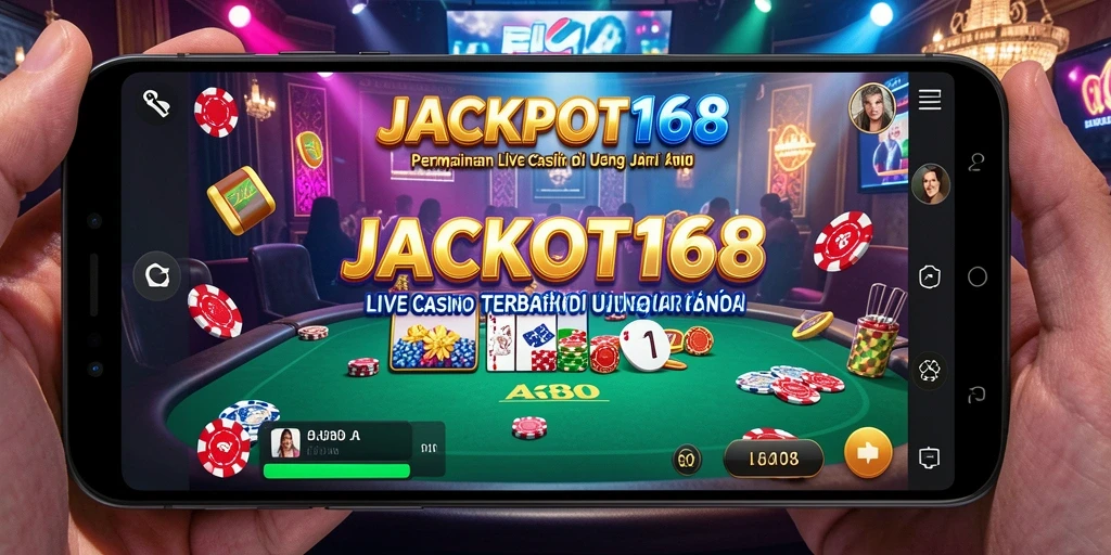 Screenshot JACKPOT168 menampilkan dealer profesional di meja Live Casino.