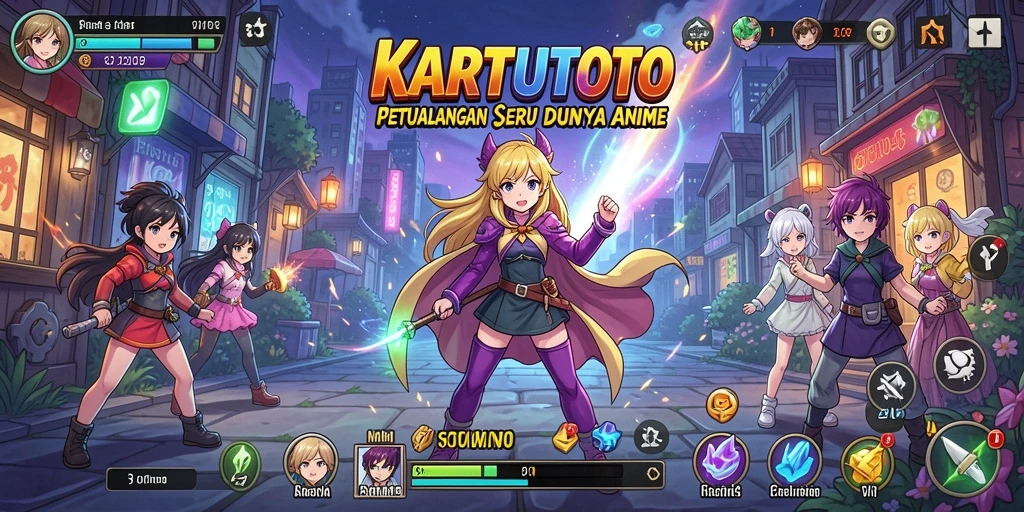 Tampilan gameplay KARTUTOTO dengan karakter anime yang menarik.