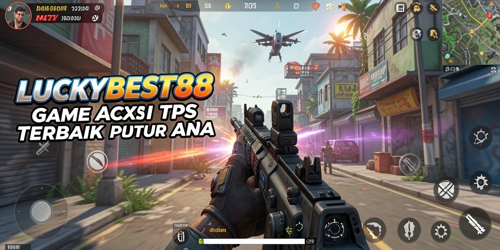 Screenshot LUCKYBEST88 menampilkan aksi seru dalam gameplay TPS.