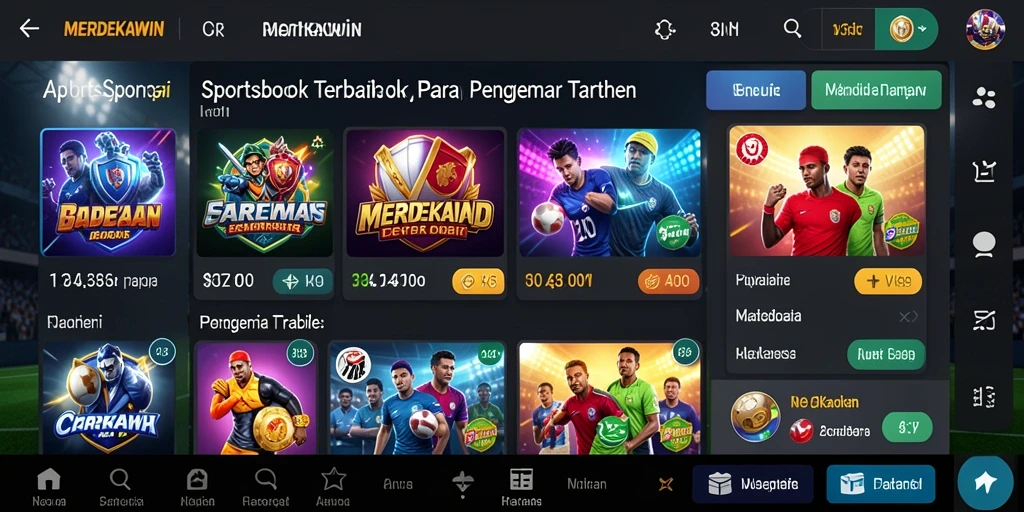 Tampilan gameplay dan fitur utama dari aplikasi Sportsbook MERDEKAWIN.