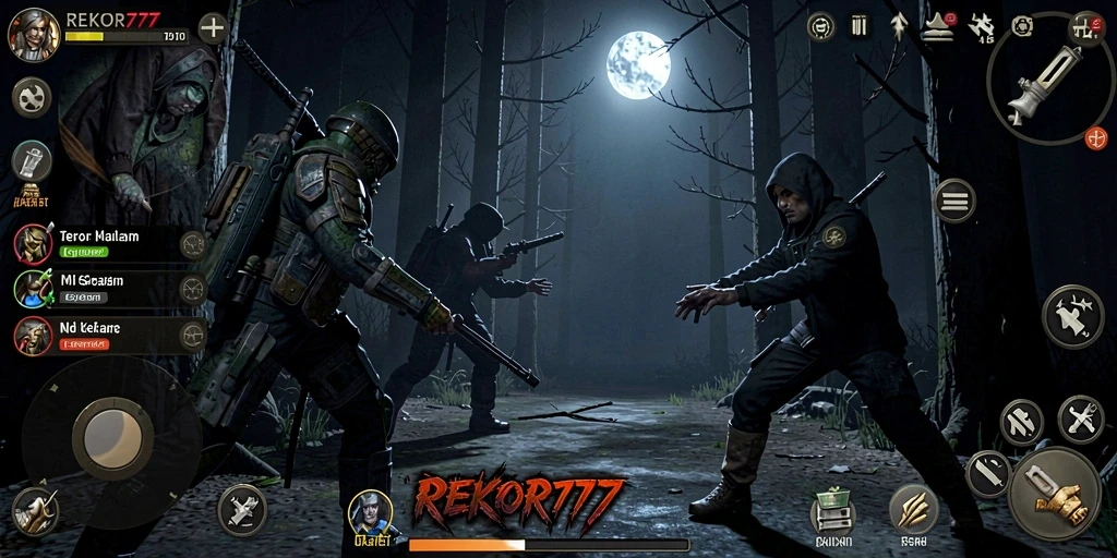 Screenshot gameplay <strong>REKOR777</strong> menampilkan suasana horor yang mencekam.